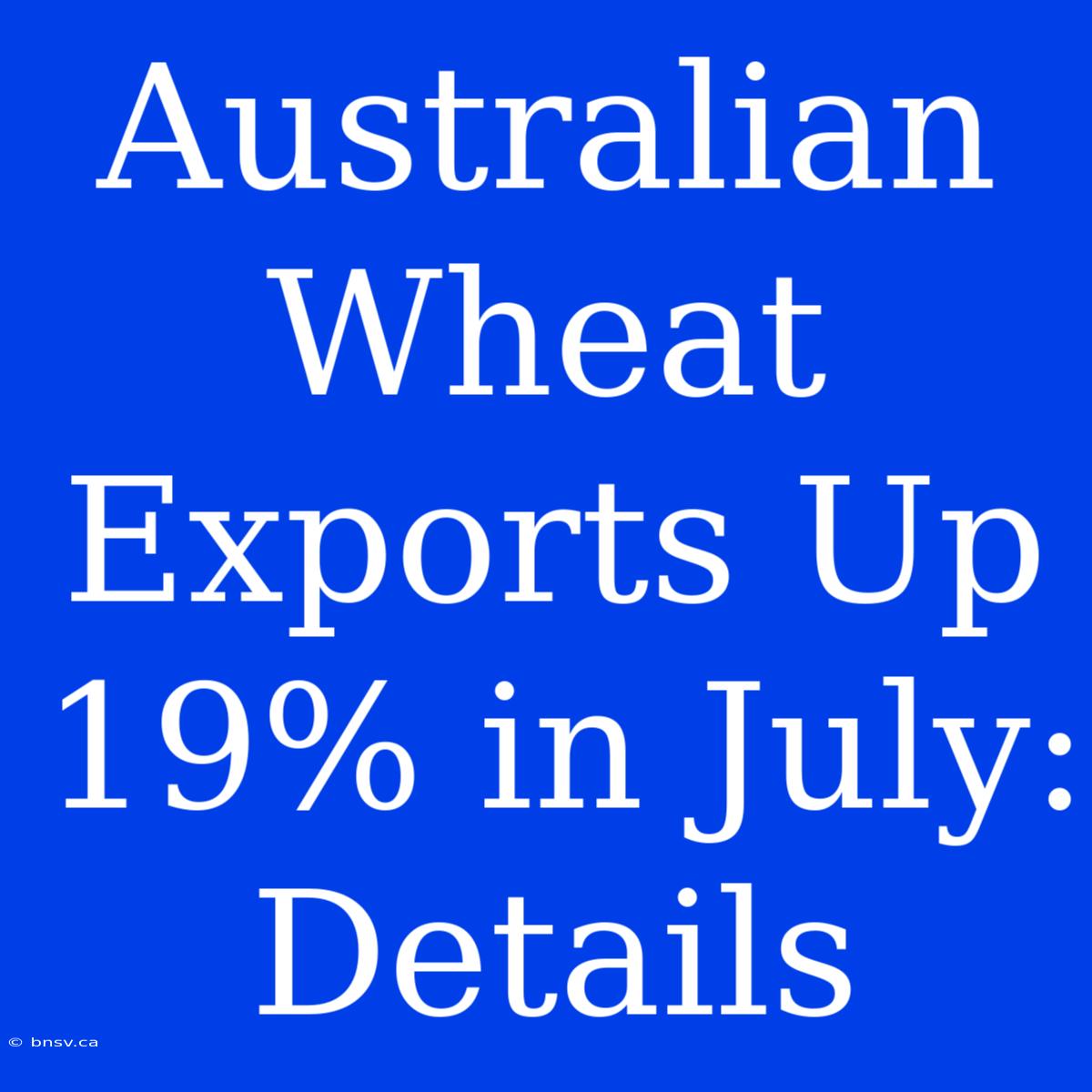 Australian Wheat Exports Up 19% In July: Details