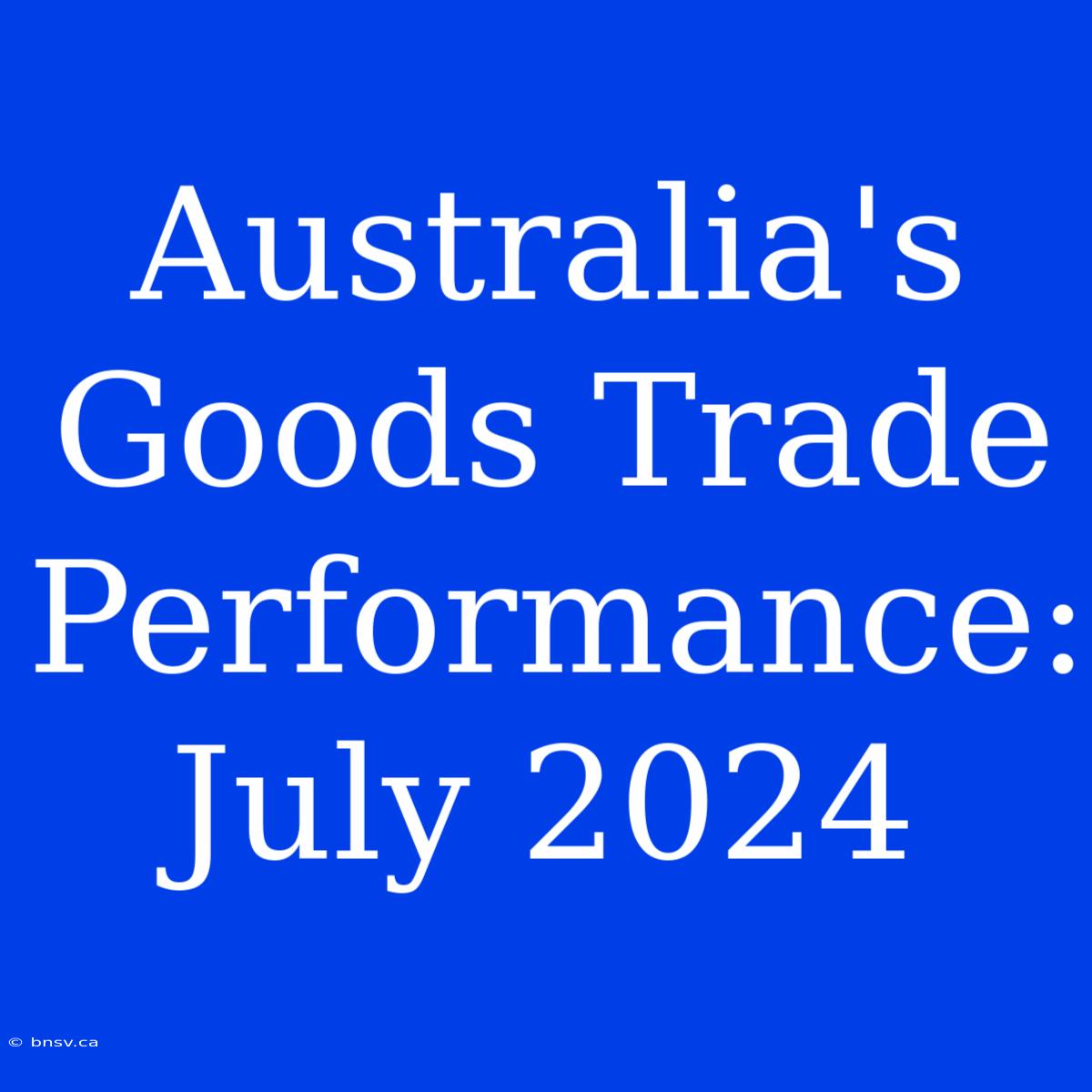 Australia's Goods Trade Performance: July 2024