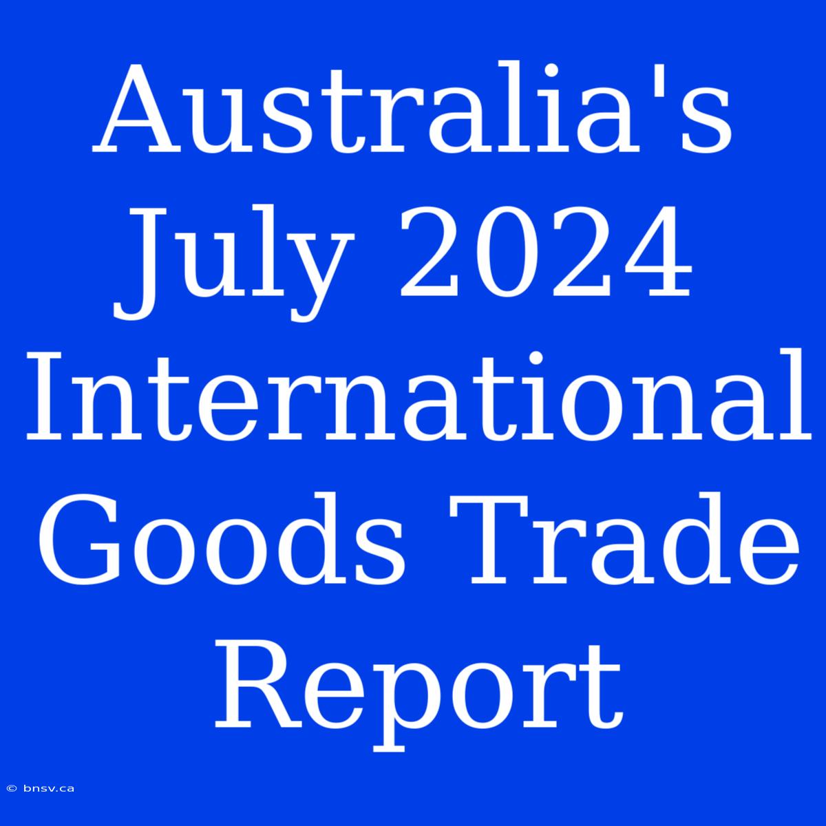 Australia's July 2024 International Goods Trade Report