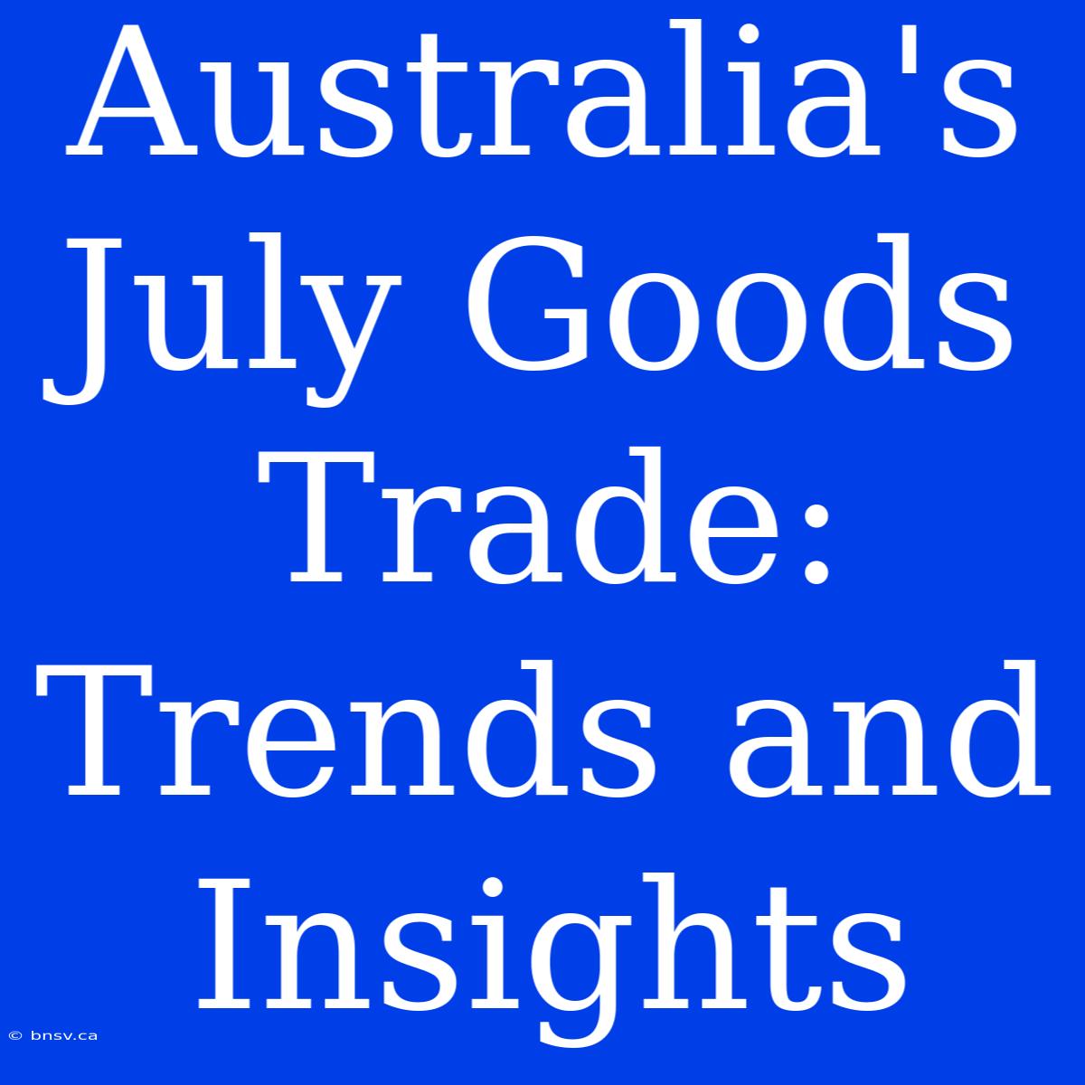 Australia's July Goods Trade: Trends And Insights