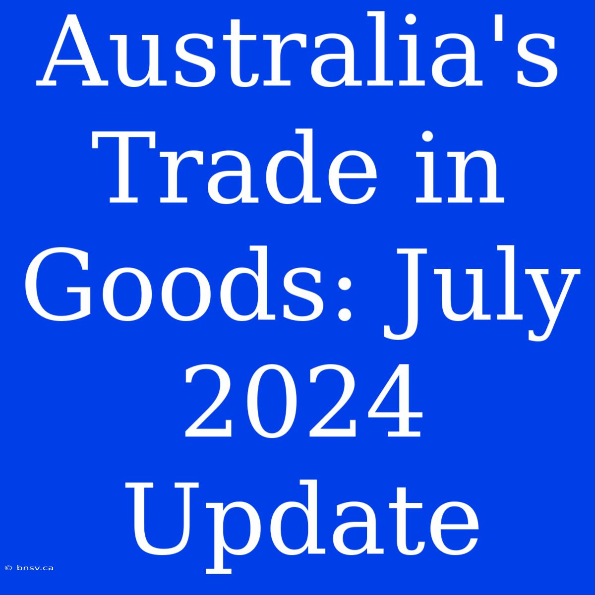 Australia's Trade In Goods: July 2024 Update