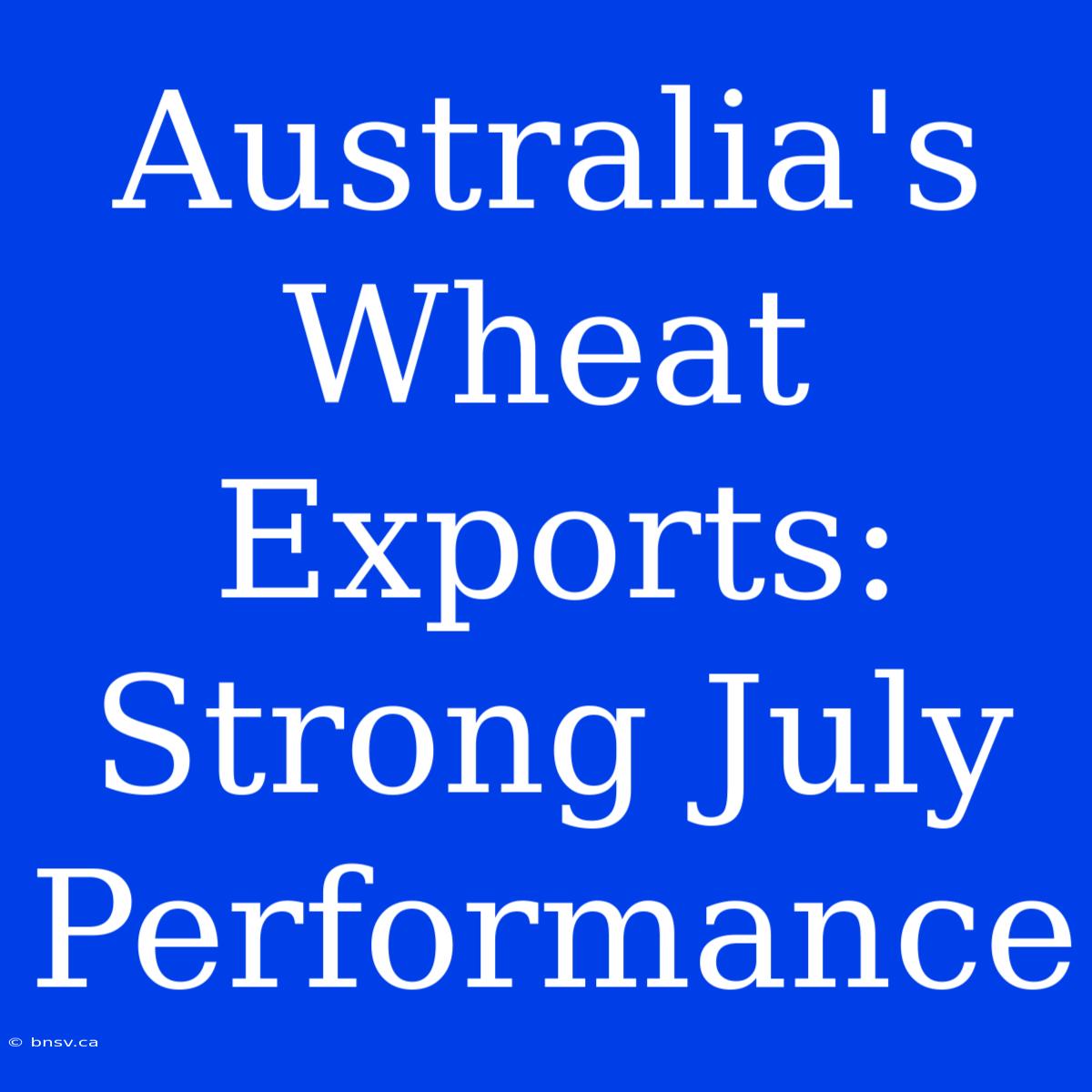 Australia's Wheat Exports: Strong July Performance