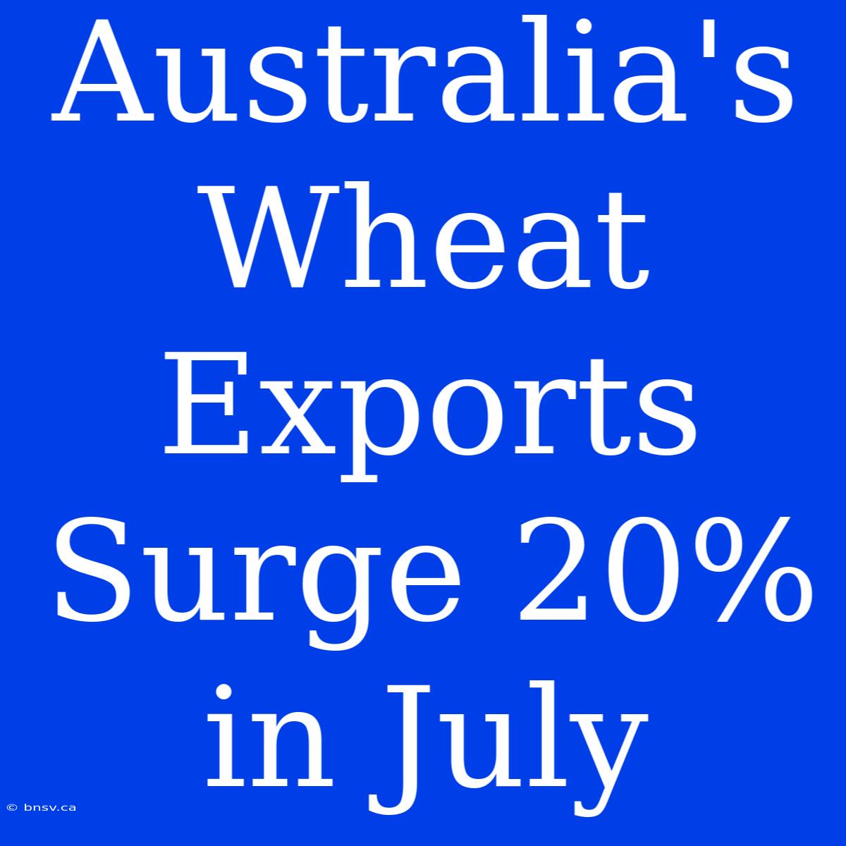 Australia's Wheat Exports Surge 20% In July