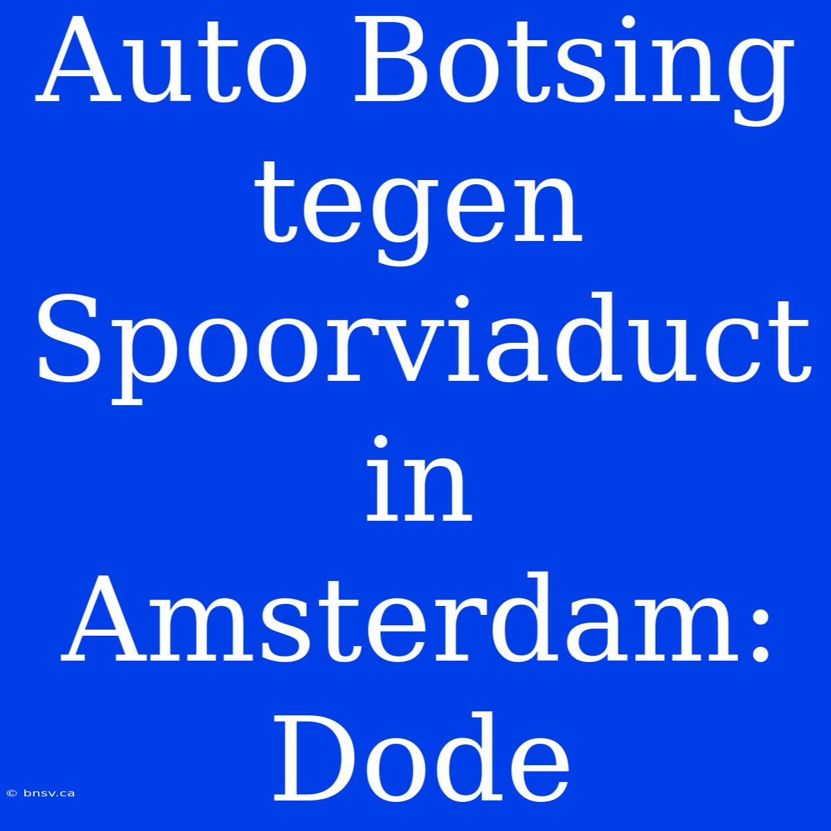 Auto Botsing Tegen Spoorviaduct In Amsterdam: Dode