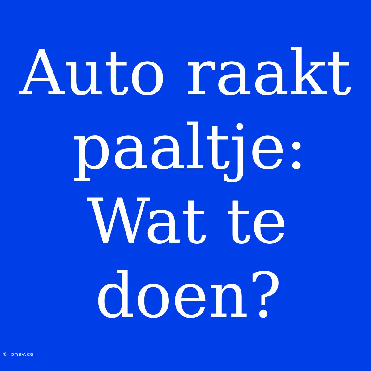 Auto Raakt Paaltje: Wat Te Doen?