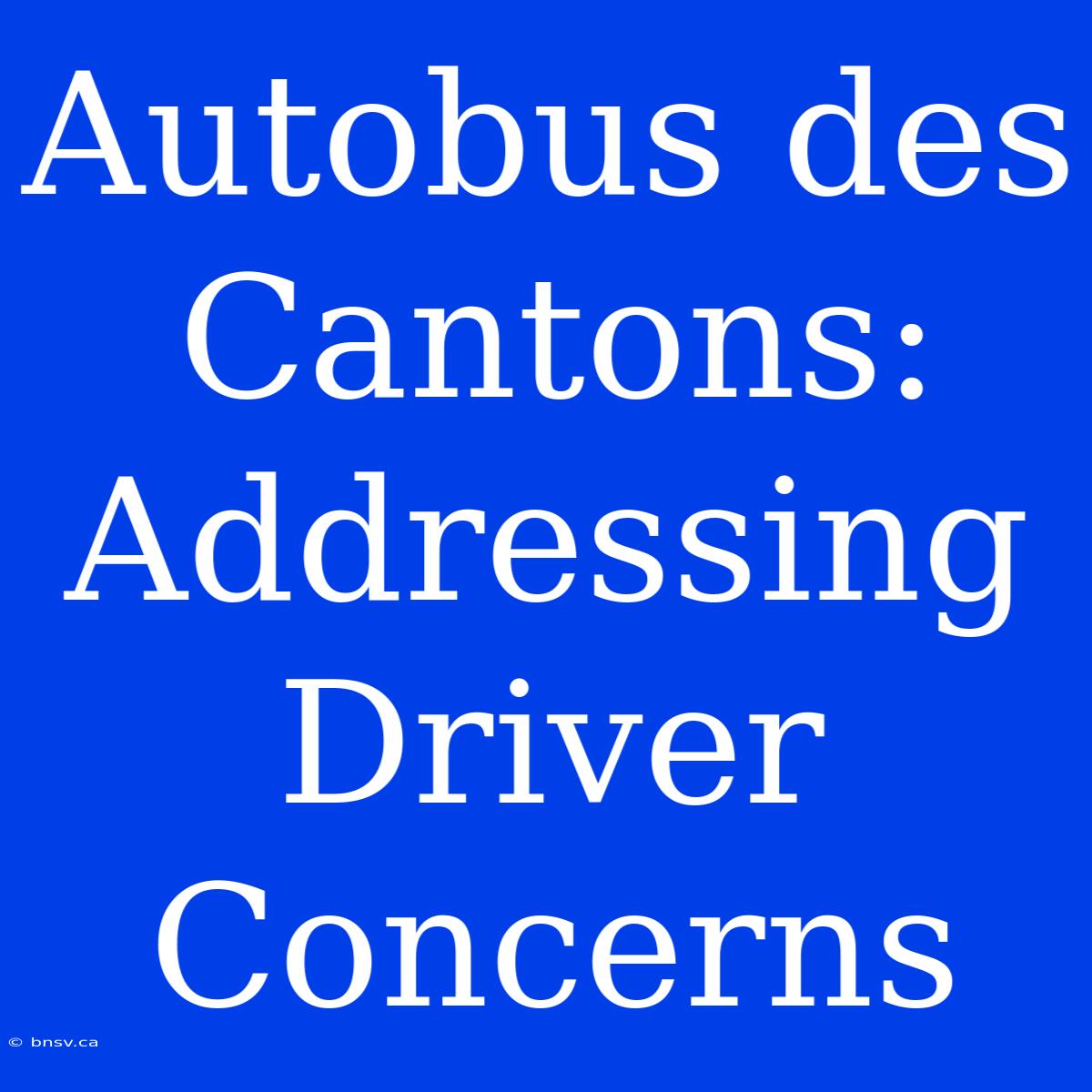 Autobus Des Cantons: Addressing Driver Concerns