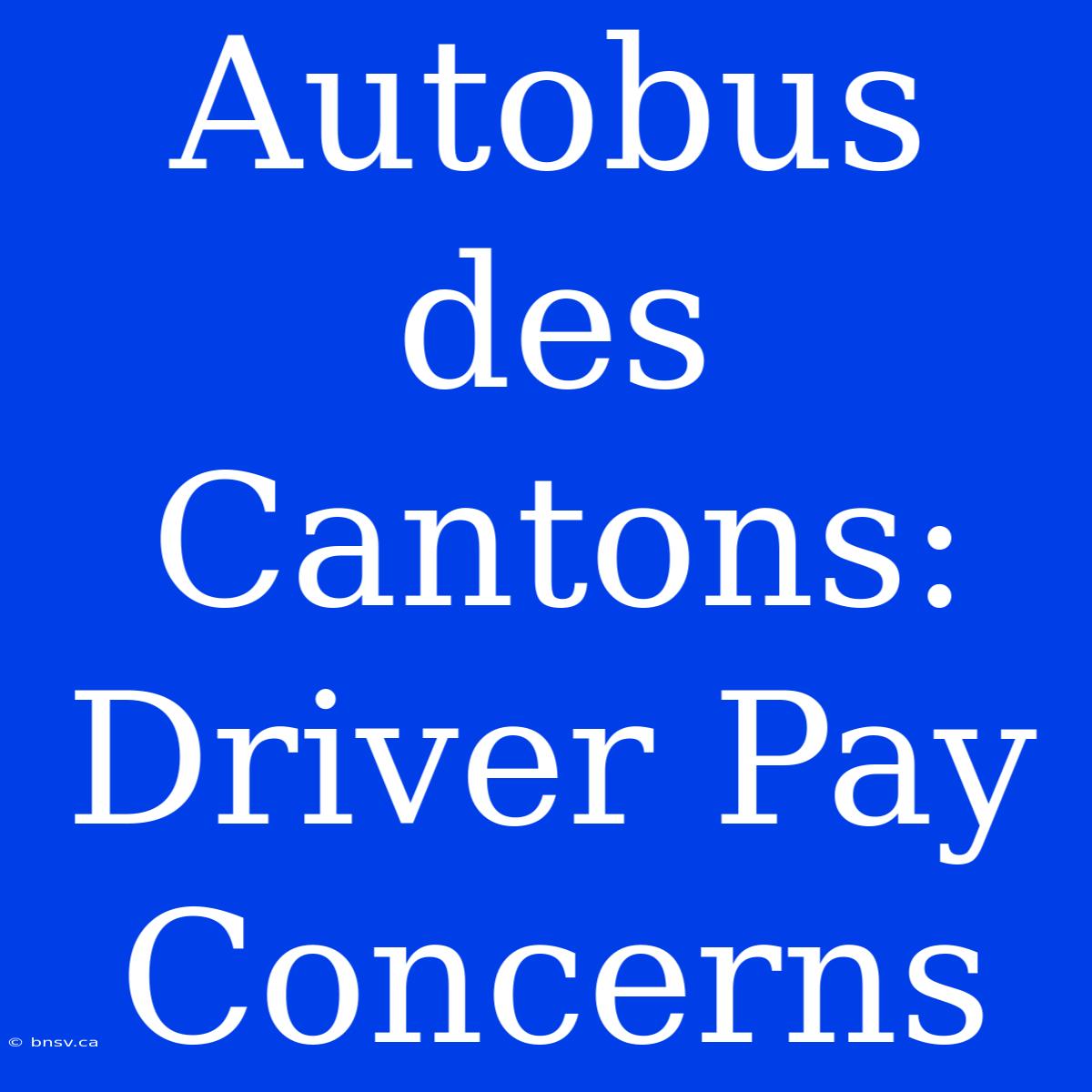 Autobus Des Cantons: Driver Pay Concerns