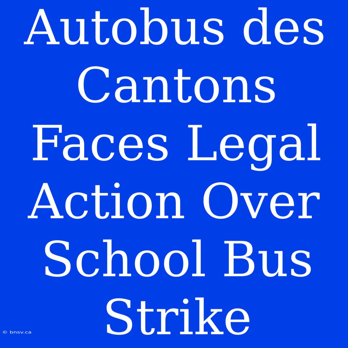 Autobus Des Cantons Faces Legal Action Over School Bus Strike