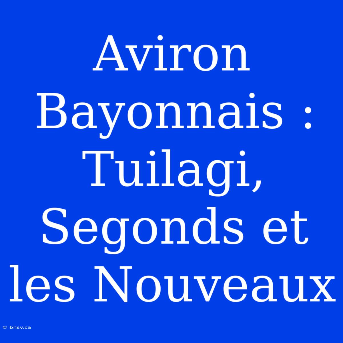 Aviron Bayonnais : Tuilagi, Segonds Et Les Nouveaux