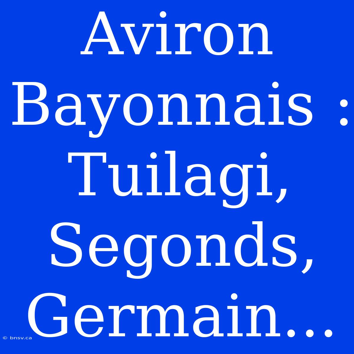 Aviron Bayonnais :  Tuilagi, Segonds, Germain...