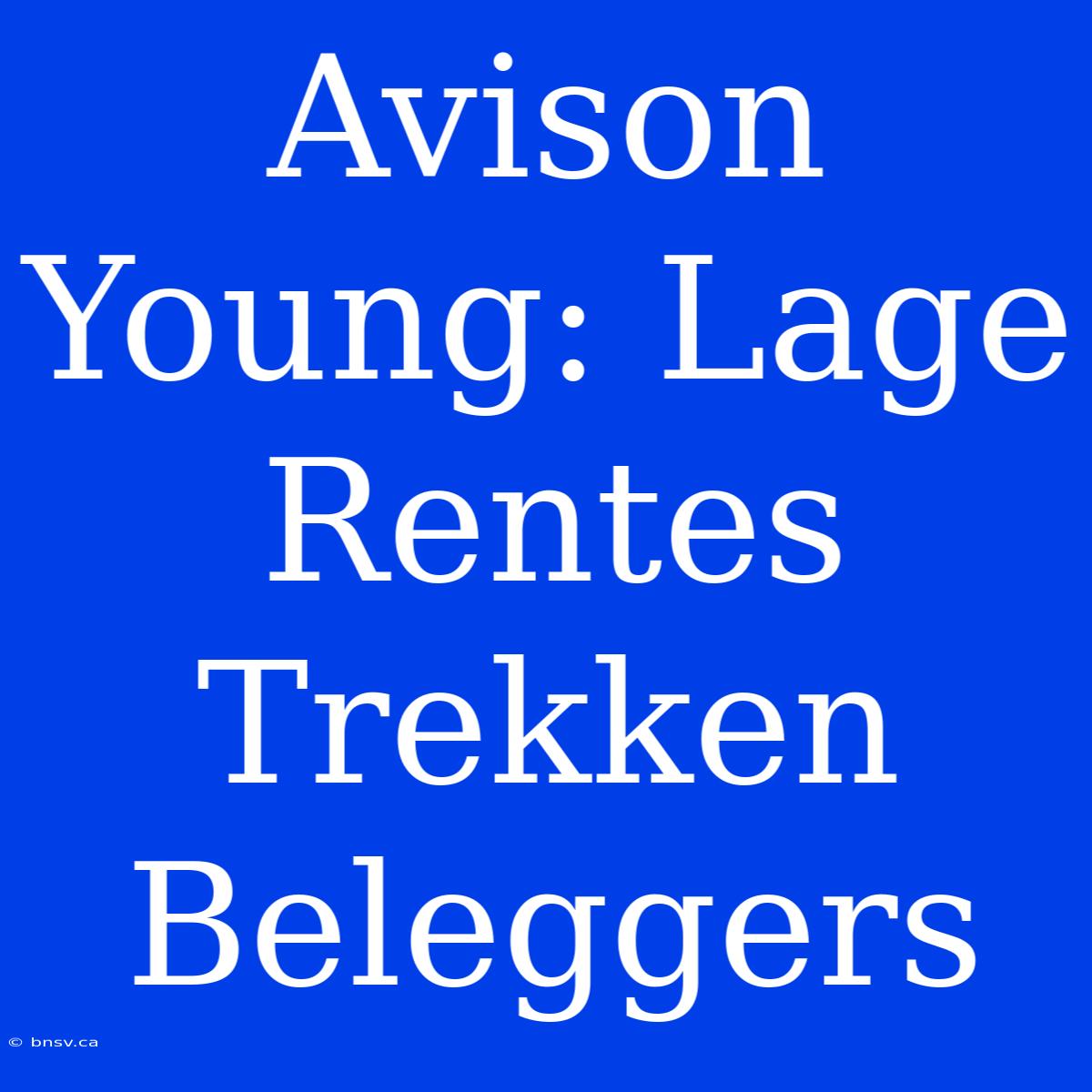 Avison Young: Lage Rentes Trekken Beleggers