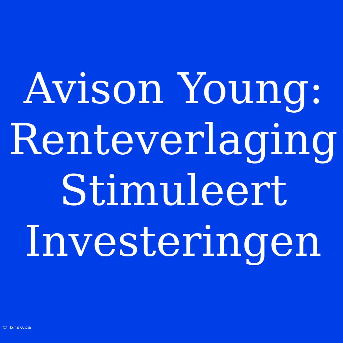 Avison Young: Renteverlaging Stimuleert Investeringen