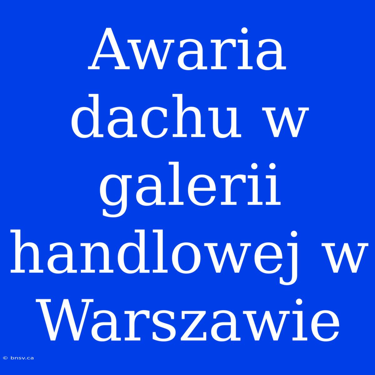 Awaria Dachu W Galerii Handlowej W Warszawie