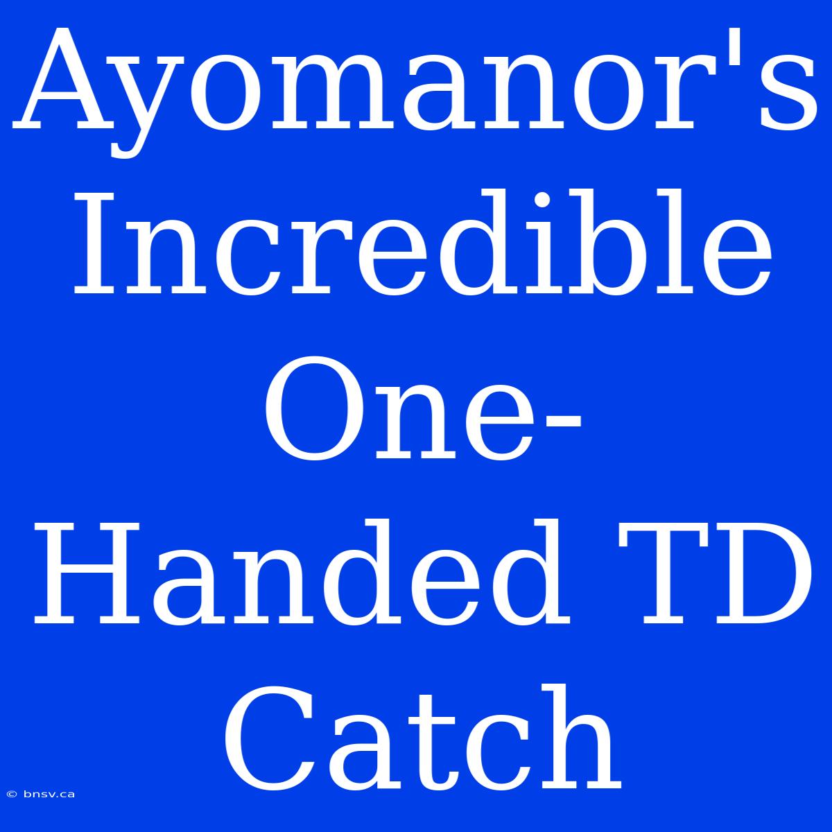 Ayomanor's Incredible One-Handed TD Catch