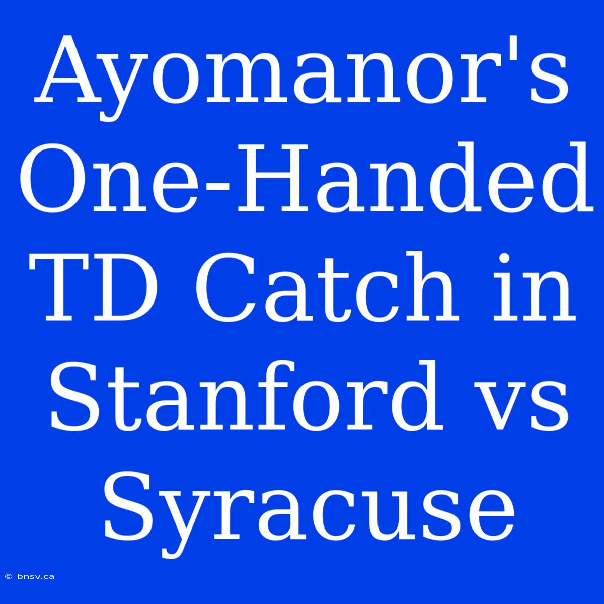 Ayomanor's One-Handed TD Catch In Stanford Vs Syracuse