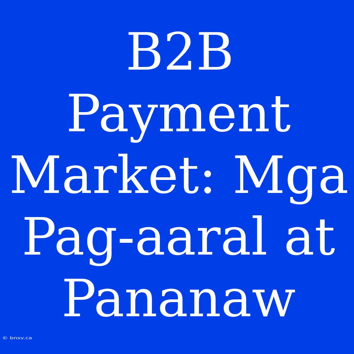 B2B Payment Market: Mga Pag-aaral At Pananaw