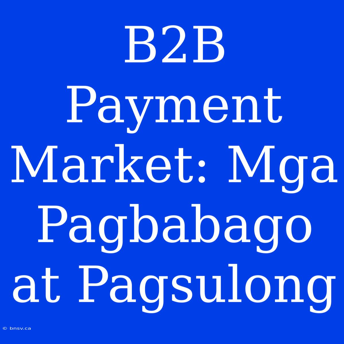 B2B Payment Market: Mga Pagbabago At Pagsulong