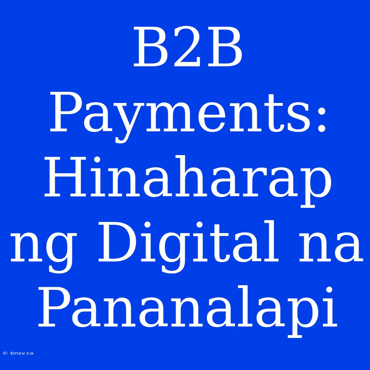 B2B Payments: Hinaharap Ng Digital Na Pananalapi