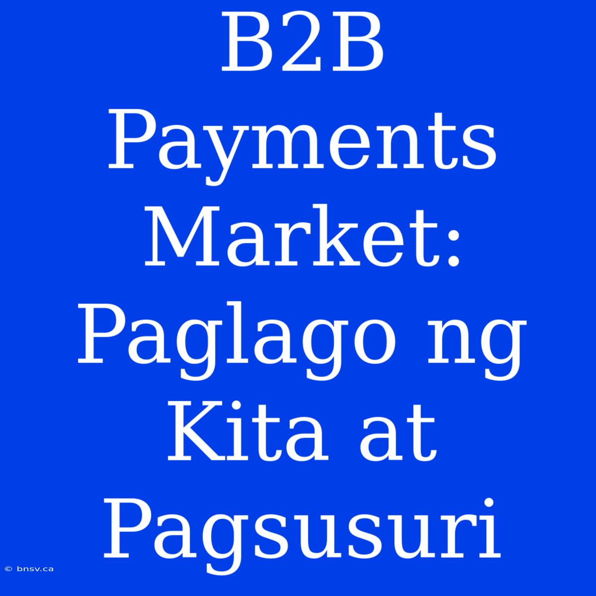 B2B Payments Market: Paglago Ng Kita At Pagsusuri