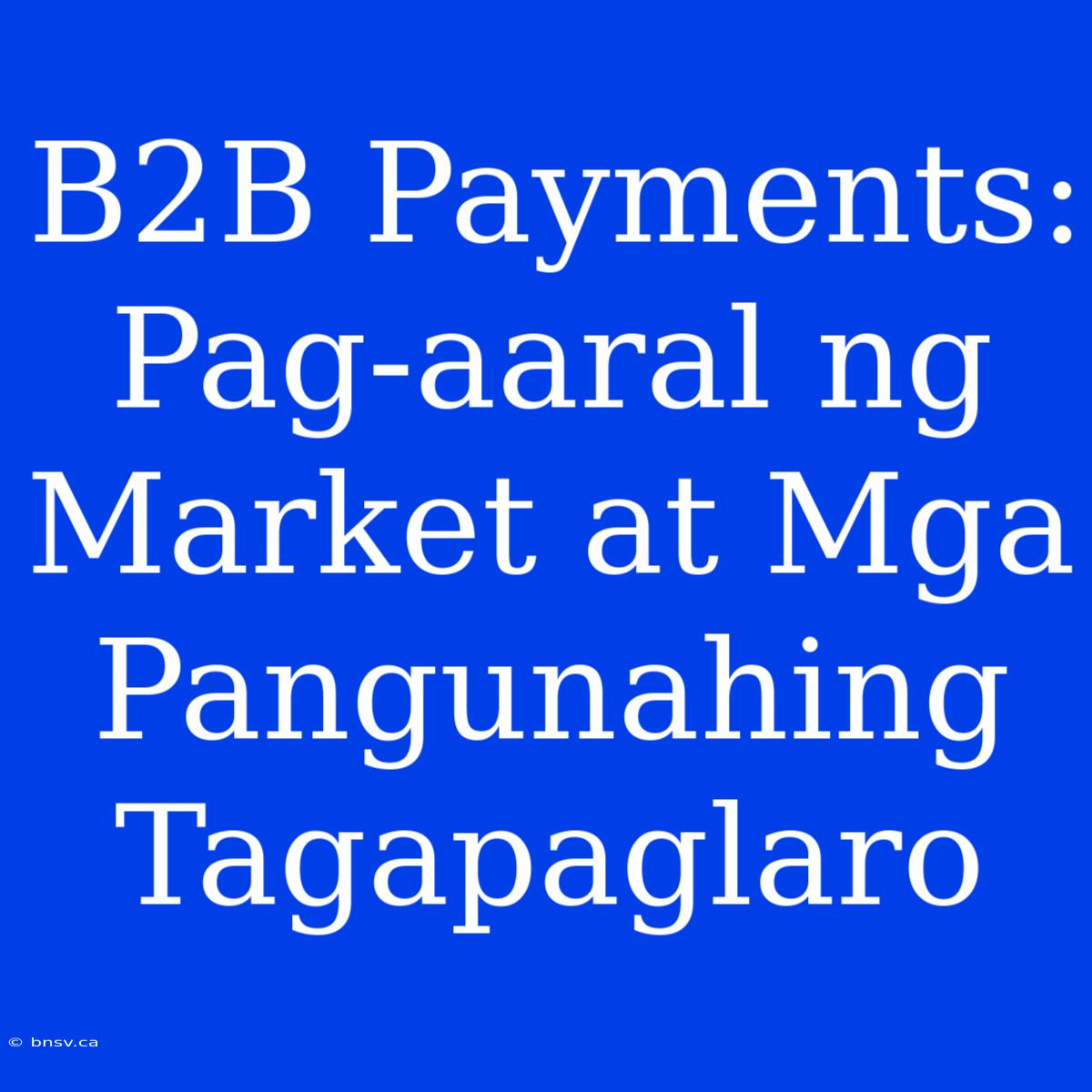 B2B Payments: Pag-aaral Ng Market At Mga Pangunahing Tagapaglaro