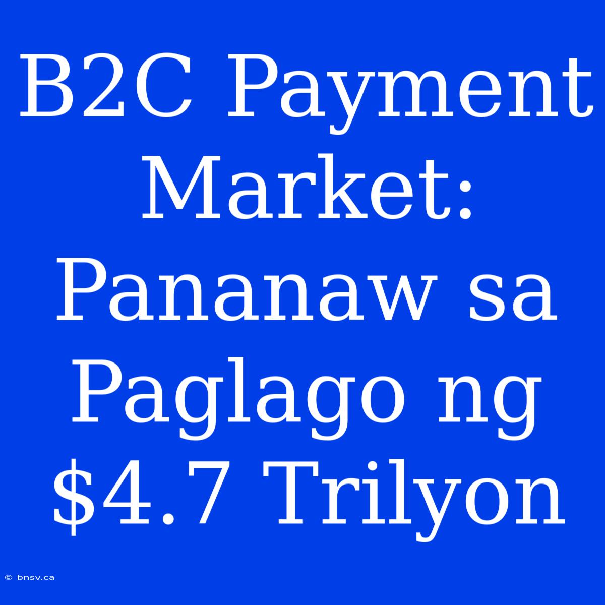 B2C Payment Market: Pananaw Sa Paglago Ng $4.7 Trilyon