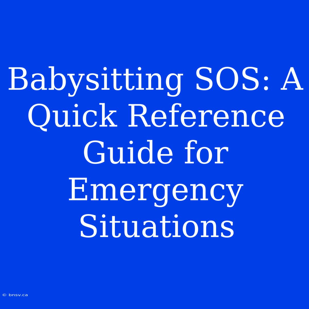 Babysitting SOS: A Quick Reference Guide For Emergency Situations