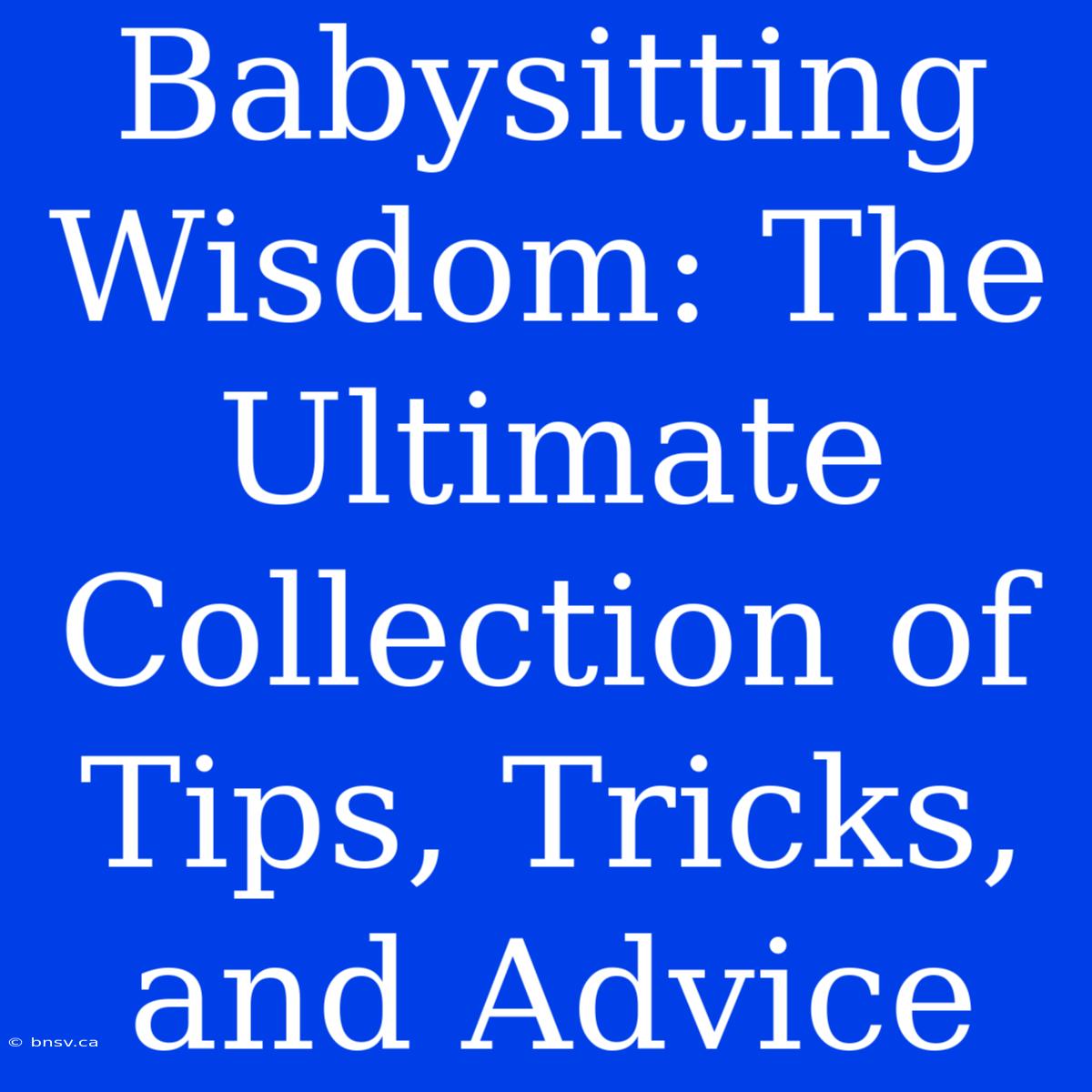 Babysitting Wisdom: The Ultimate Collection Of Tips, Tricks, And Advice