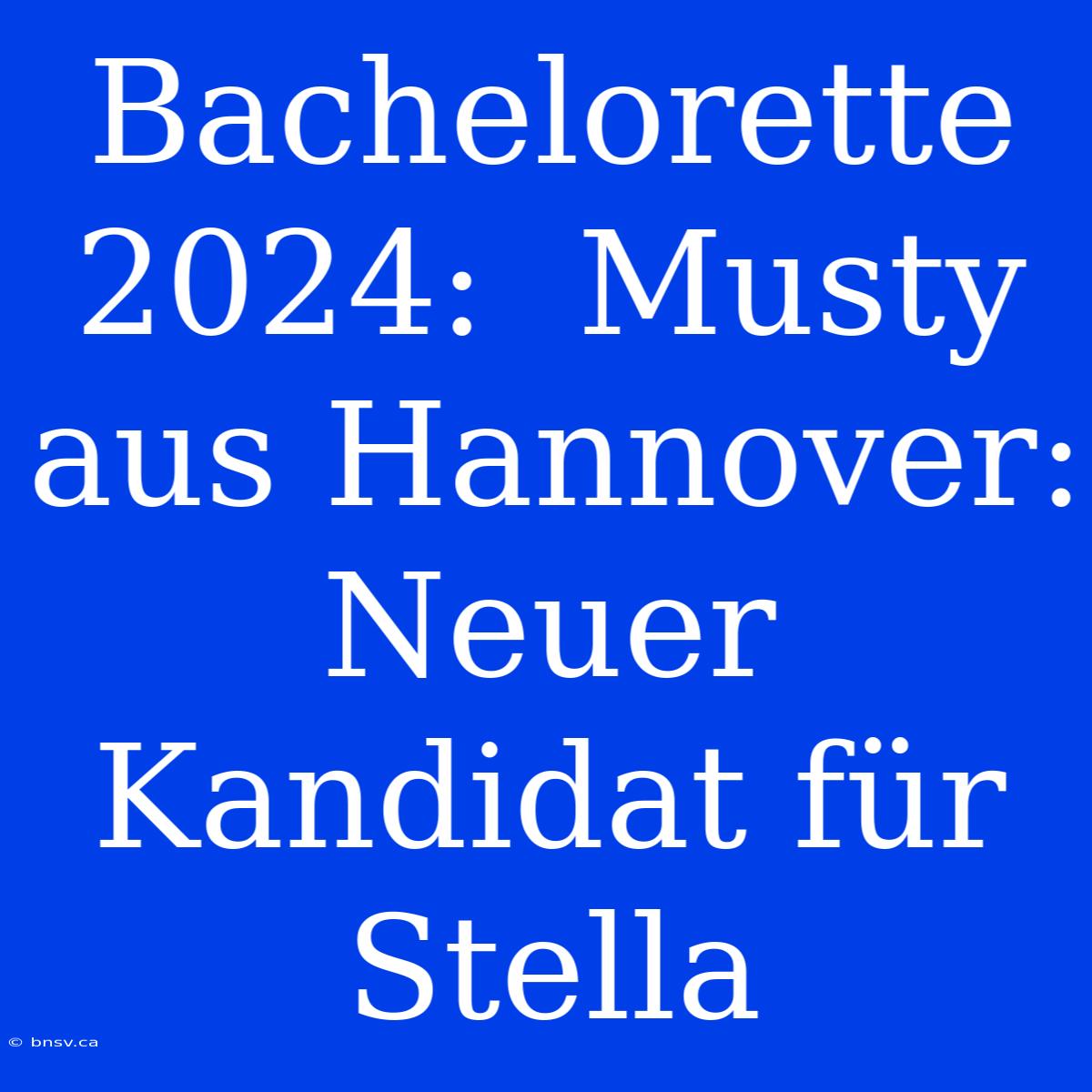 Bachelorette 2024:  Musty Aus Hannover: Neuer Kandidat Für Stella