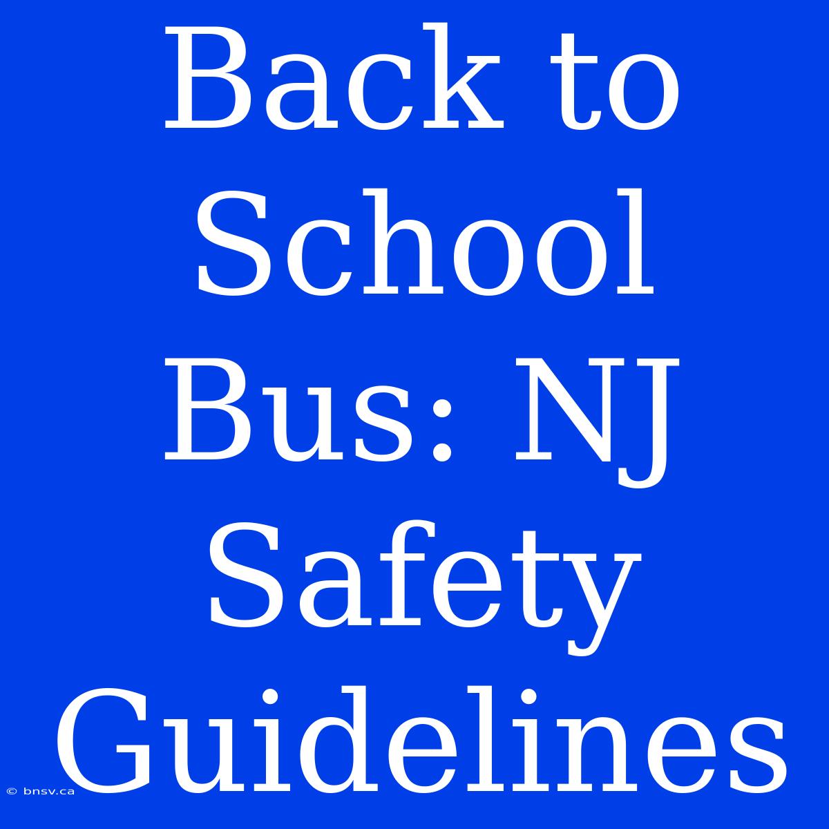 Back To School Bus: NJ Safety Guidelines