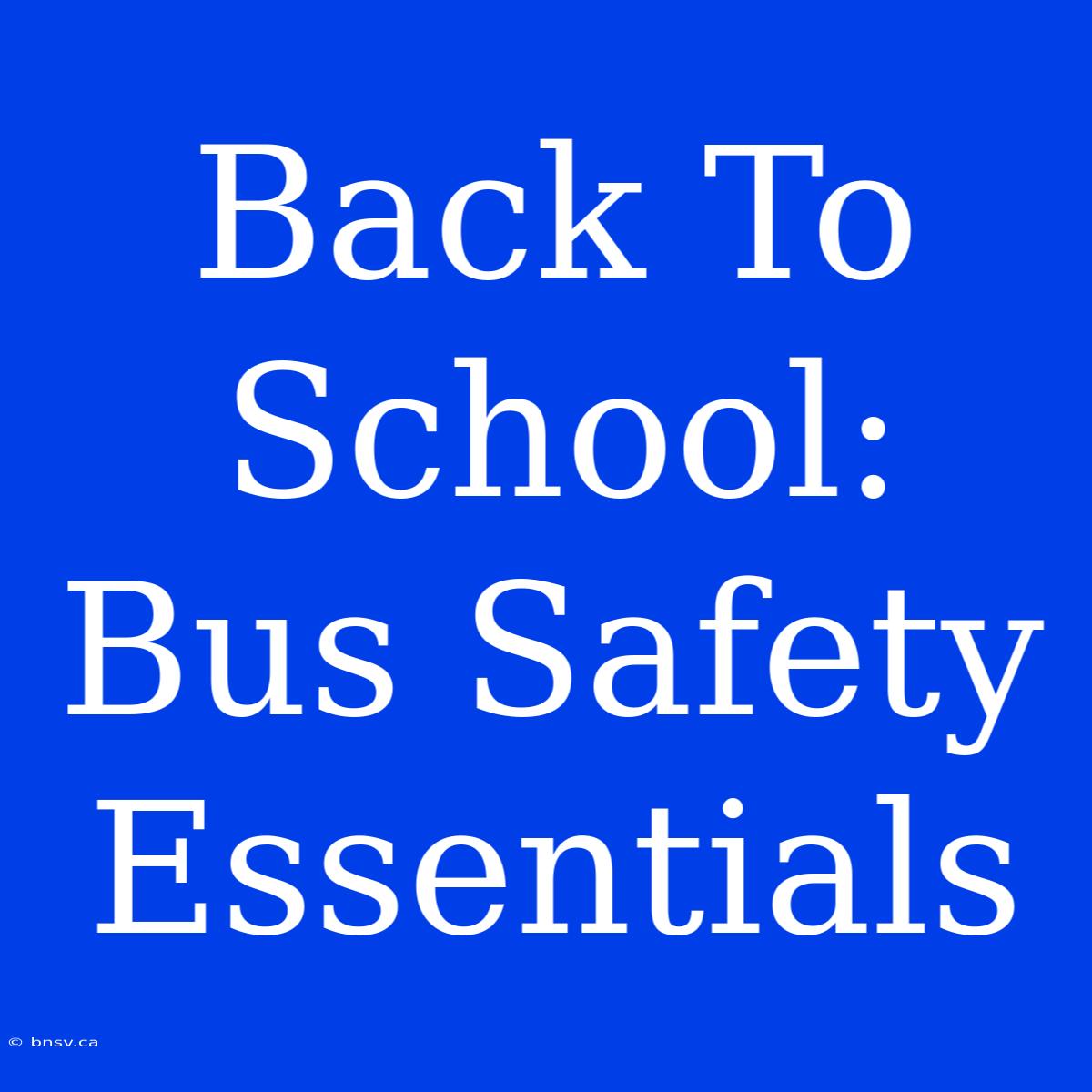 Back To School: Bus Safety Essentials