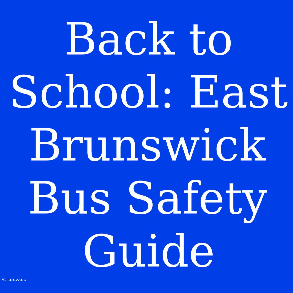 Back To School: East Brunswick Bus Safety Guide