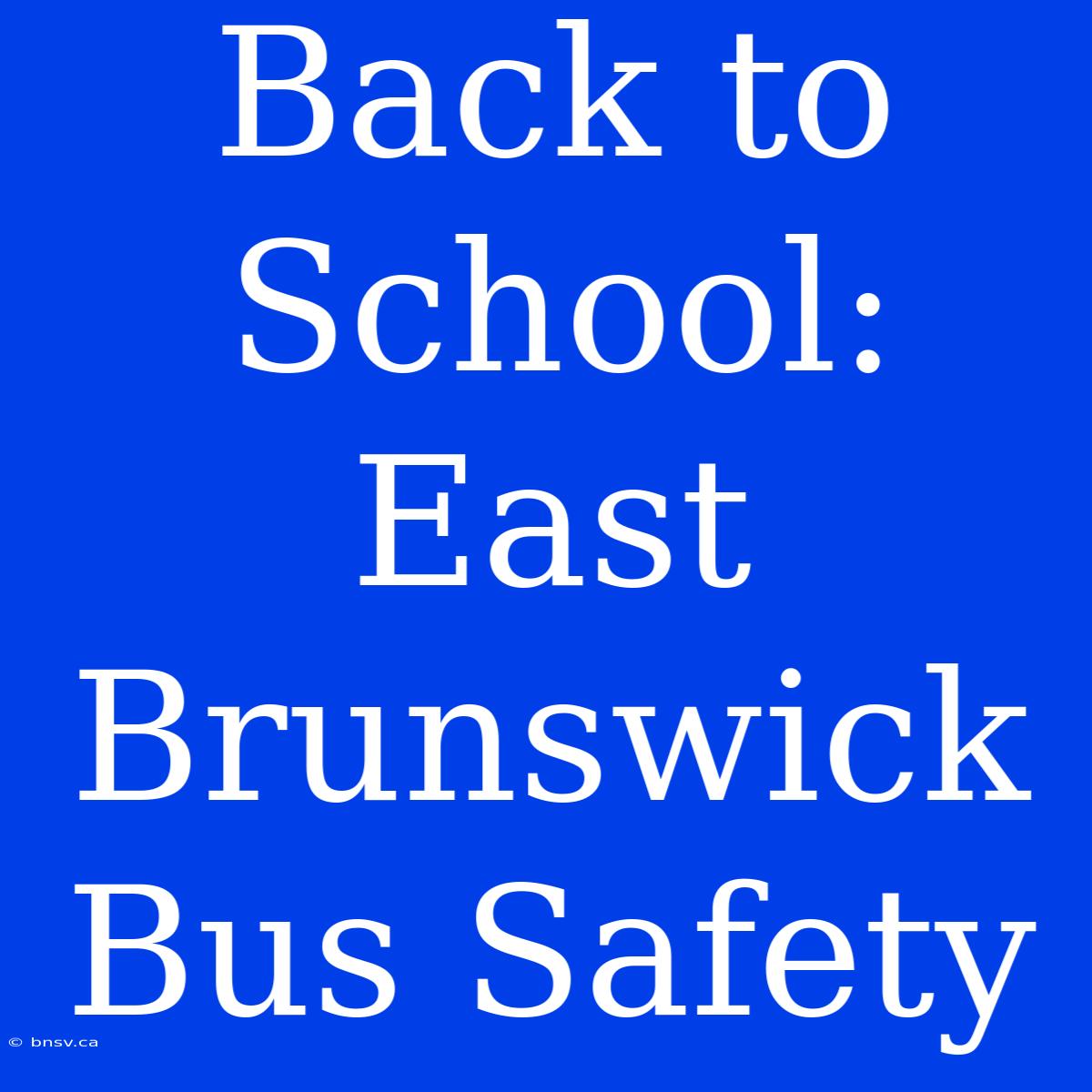 Back To School: East Brunswick Bus Safety