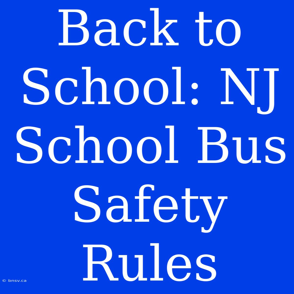 Back To School: NJ School Bus Safety Rules