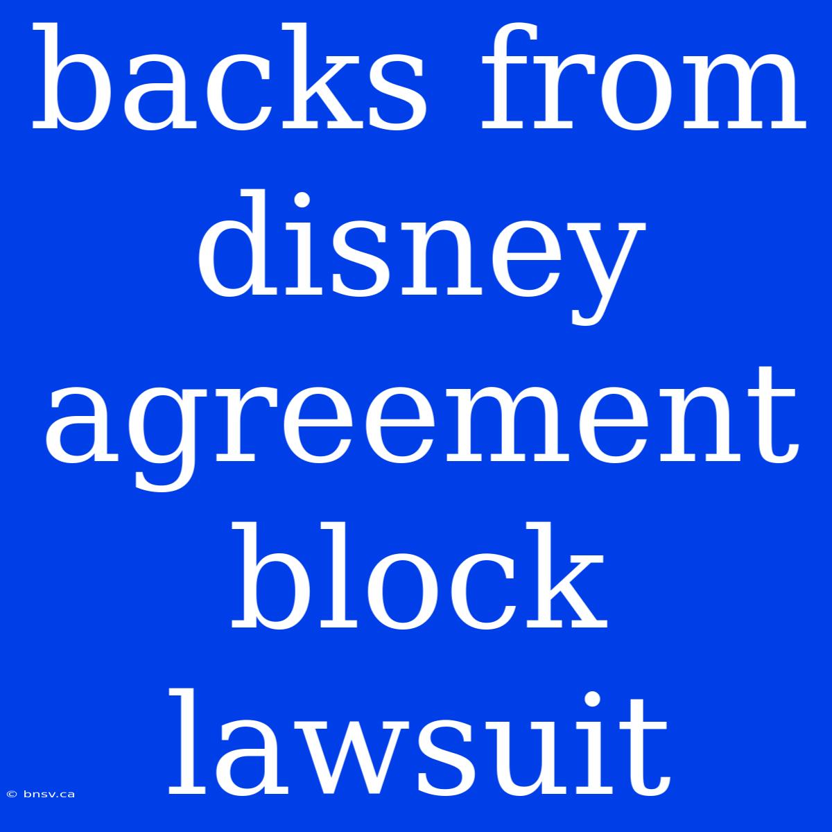 Backs From Disney Agreement Block Lawsuit