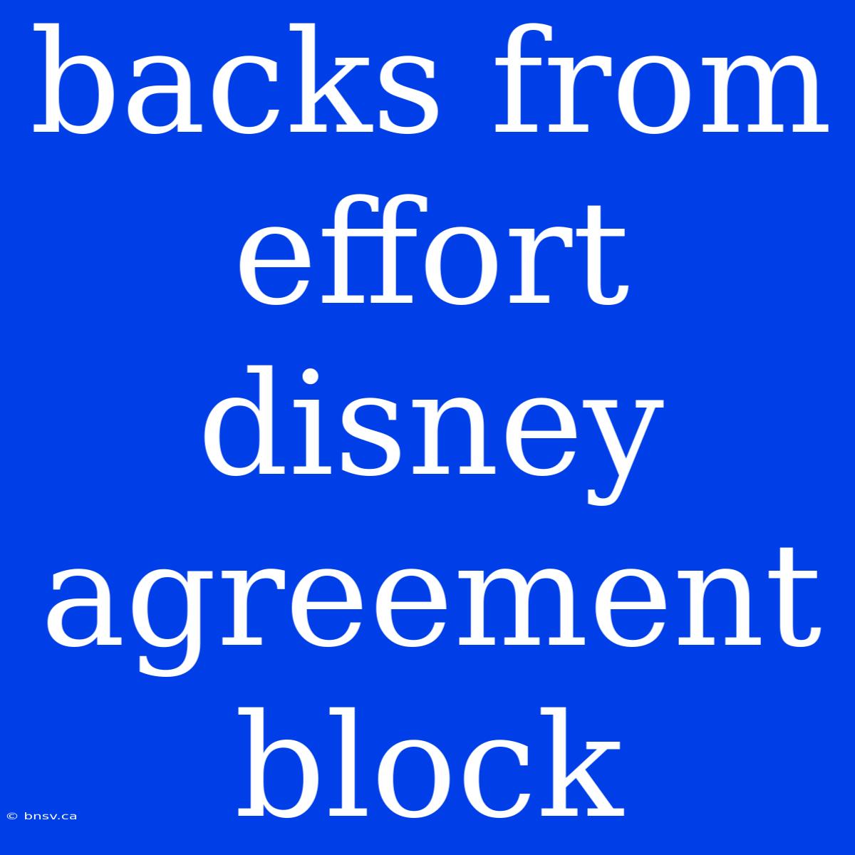 Backs From Effort Disney Agreement Block