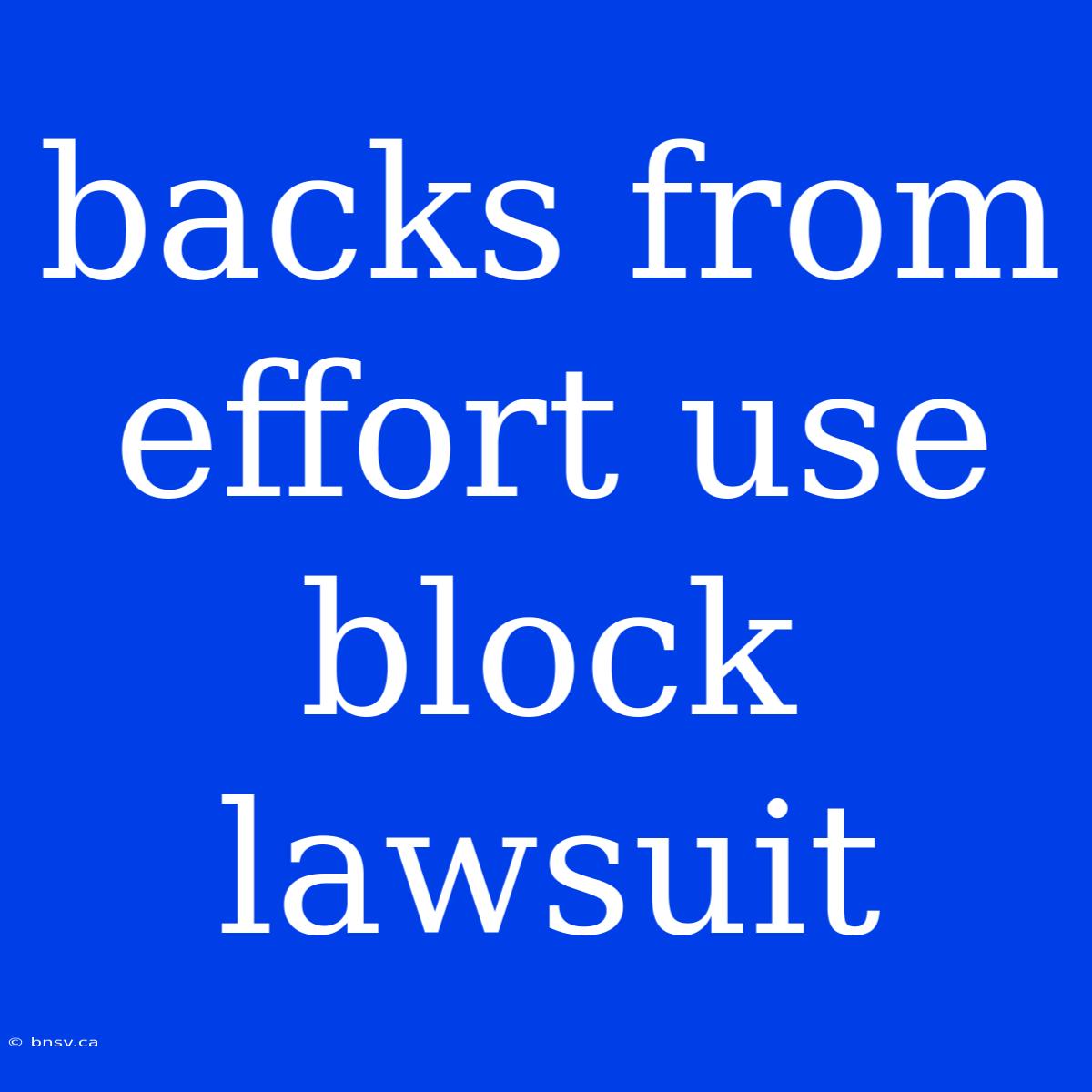 Backs From Effort Use Block Lawsuit