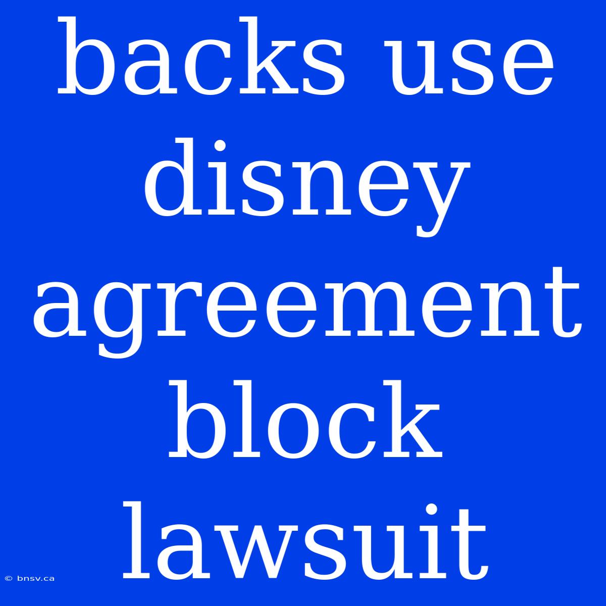 Backs Use Disney Agreement Block Lawsuit