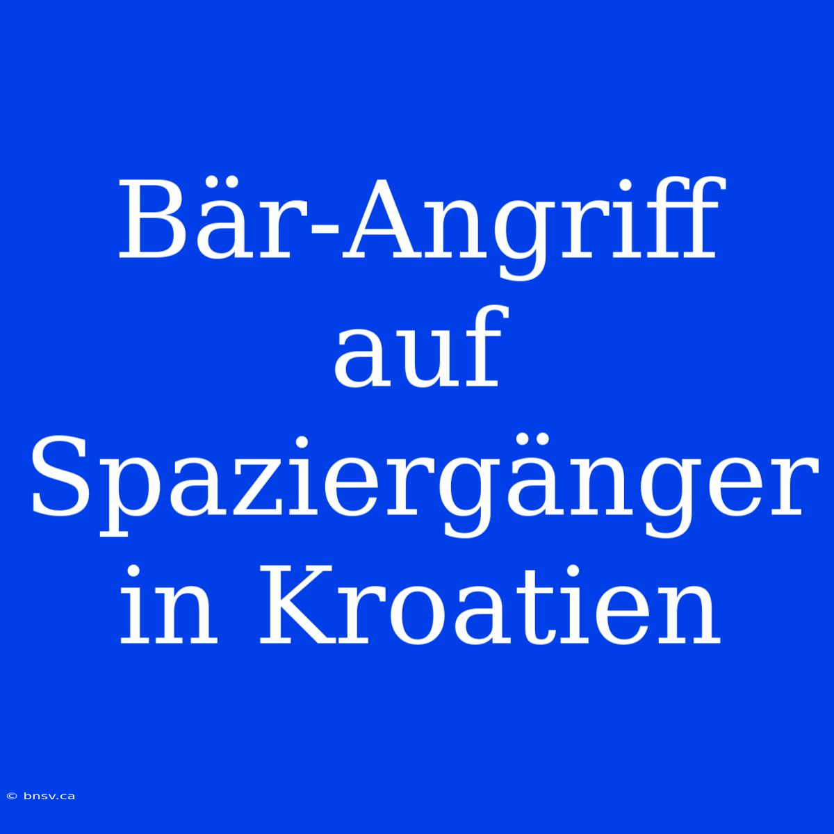 Bär-Angriff Auf Spaziergänger In Kroatien