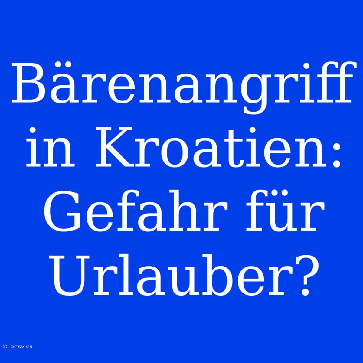 Bärenangriff In Kroatien: Gefahr Für Urlauber?