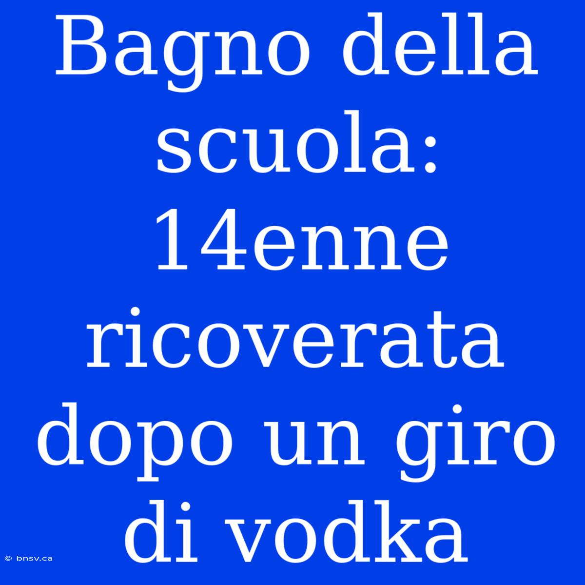 Bagno Della Scuola: 14enne Ricoverata Dopo Un Giro Di Vodka