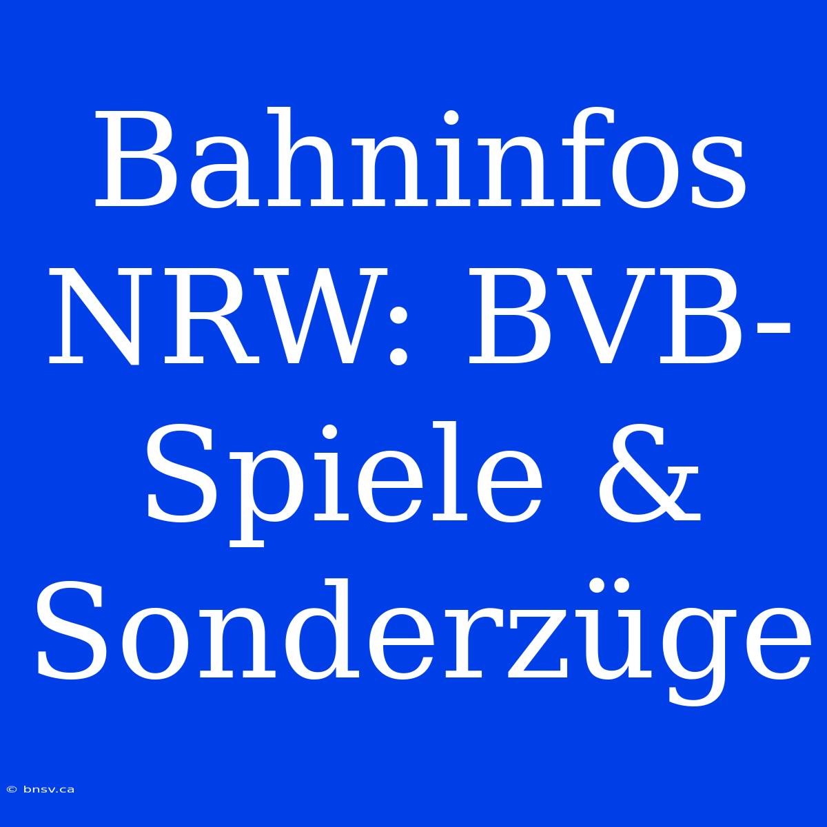 Bahninfos NRW: BVB-Spiele & Sonderzüge