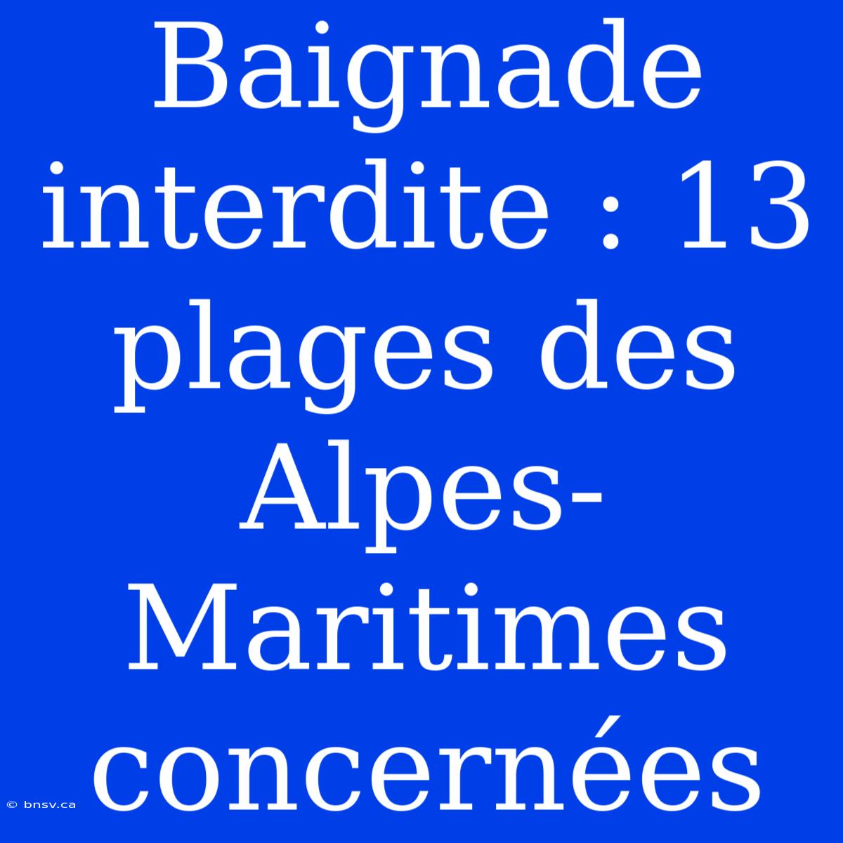 Baignade Interdite : 13 Plages Des Alpes-Maritimes Concernées