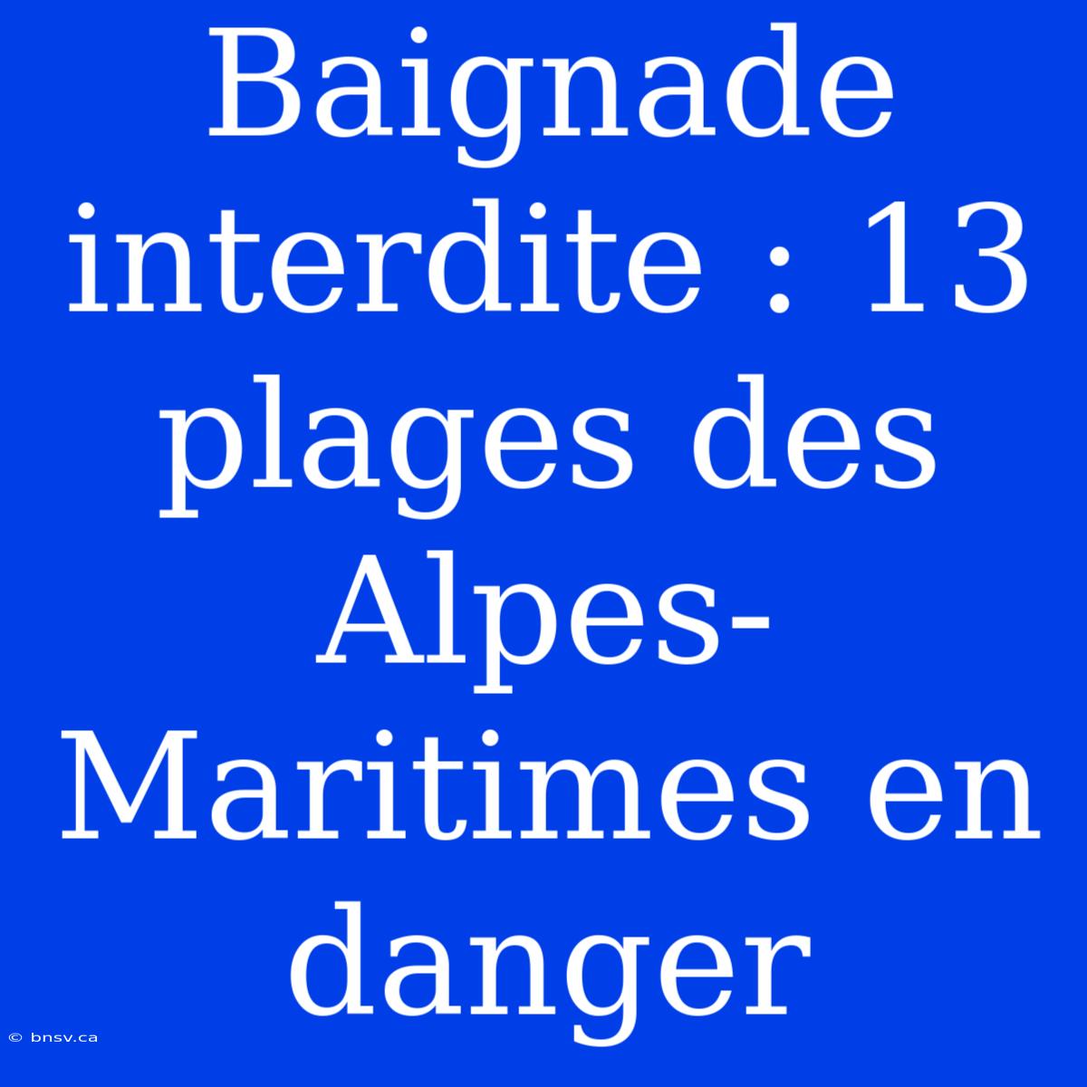 Baignade Interdite : 13 Plages Des Alpes-Maritimes En Danger