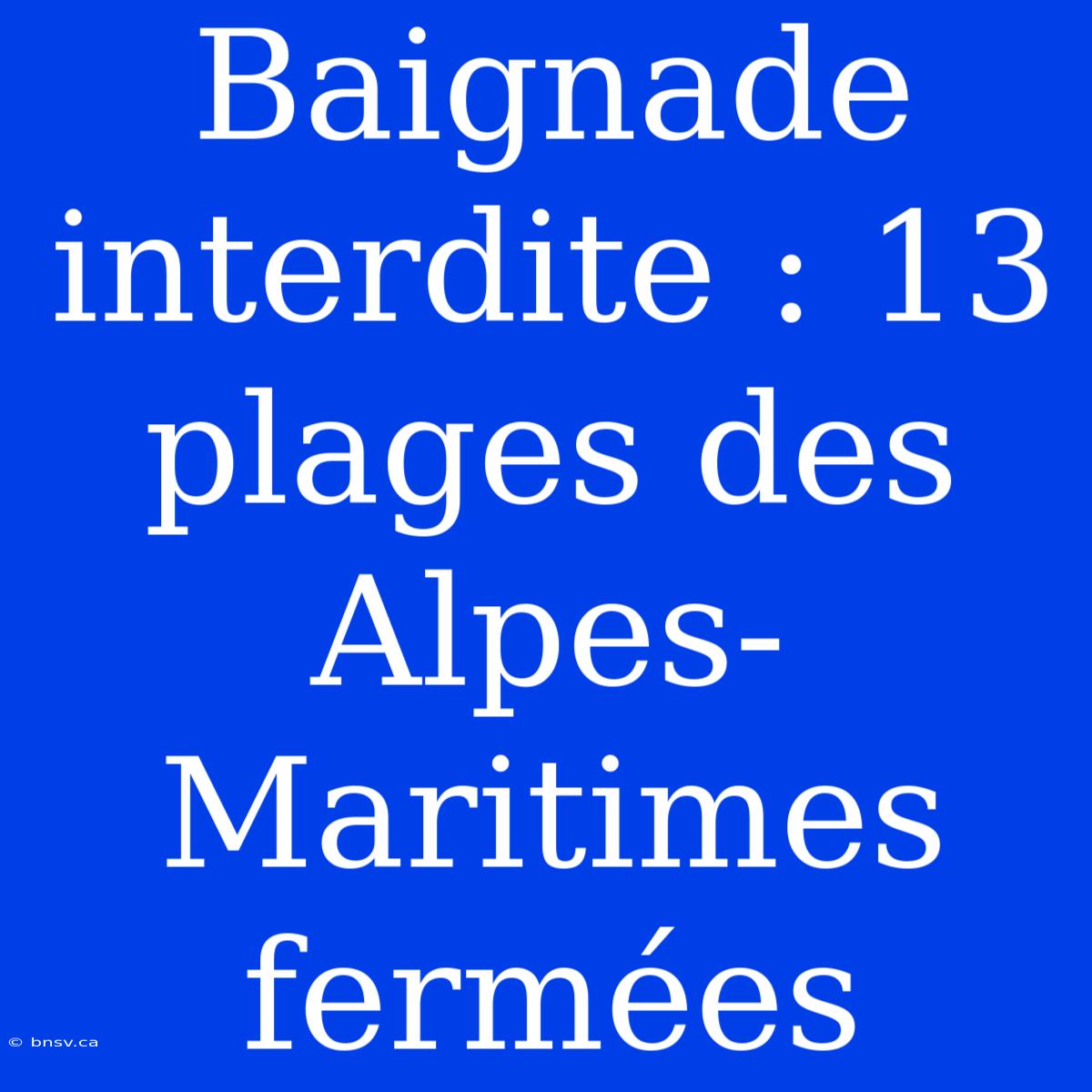 Baignade Interdite : 13 Plages Des Alpes-Maritimes Fermées