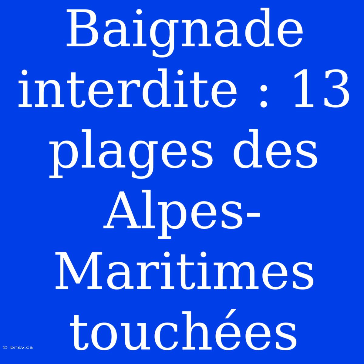 Baignade Interdite : 13 Plages Des Alpes-Maritimes Touchées