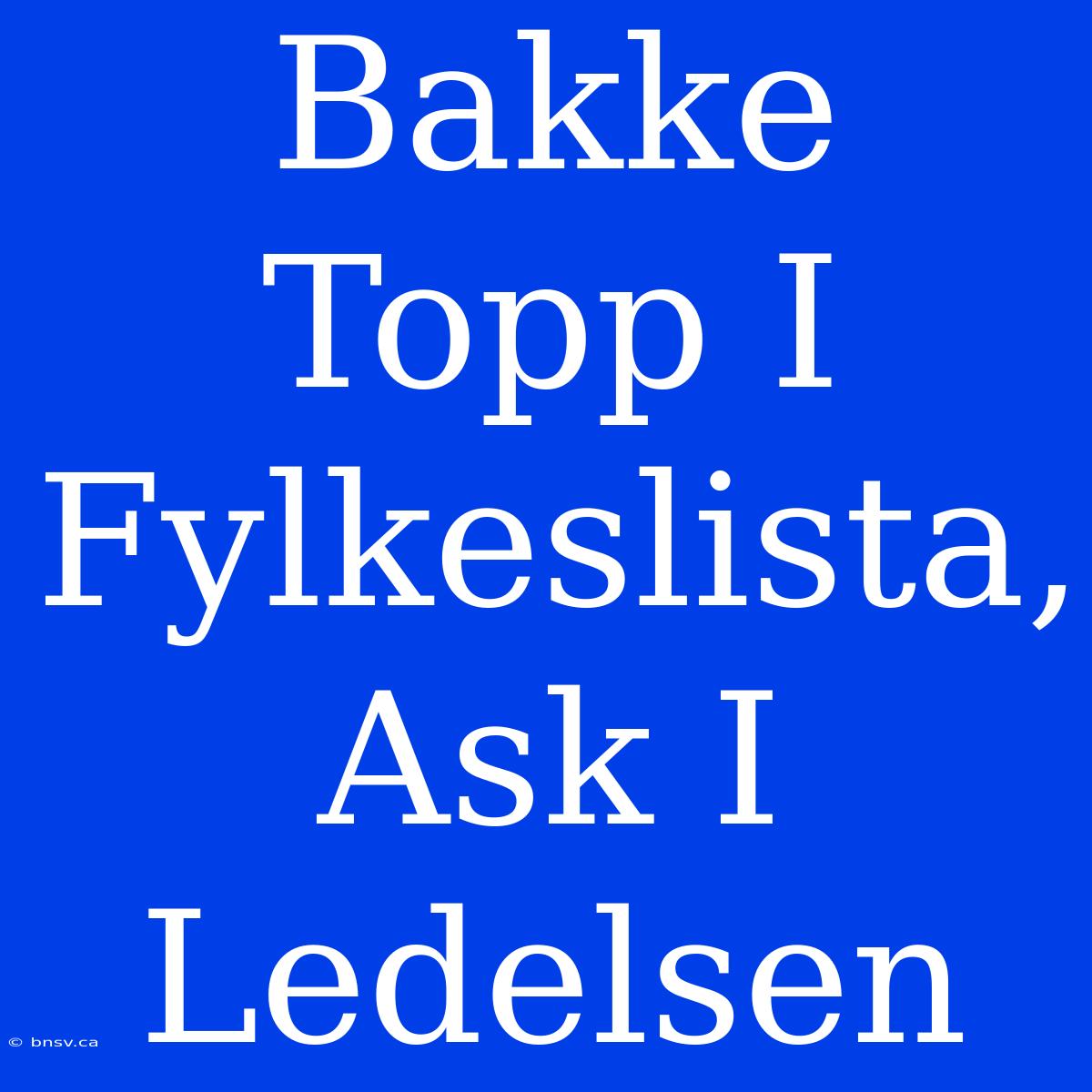 Bakke Topp I Fylkeslista, Ask I Ledelsen