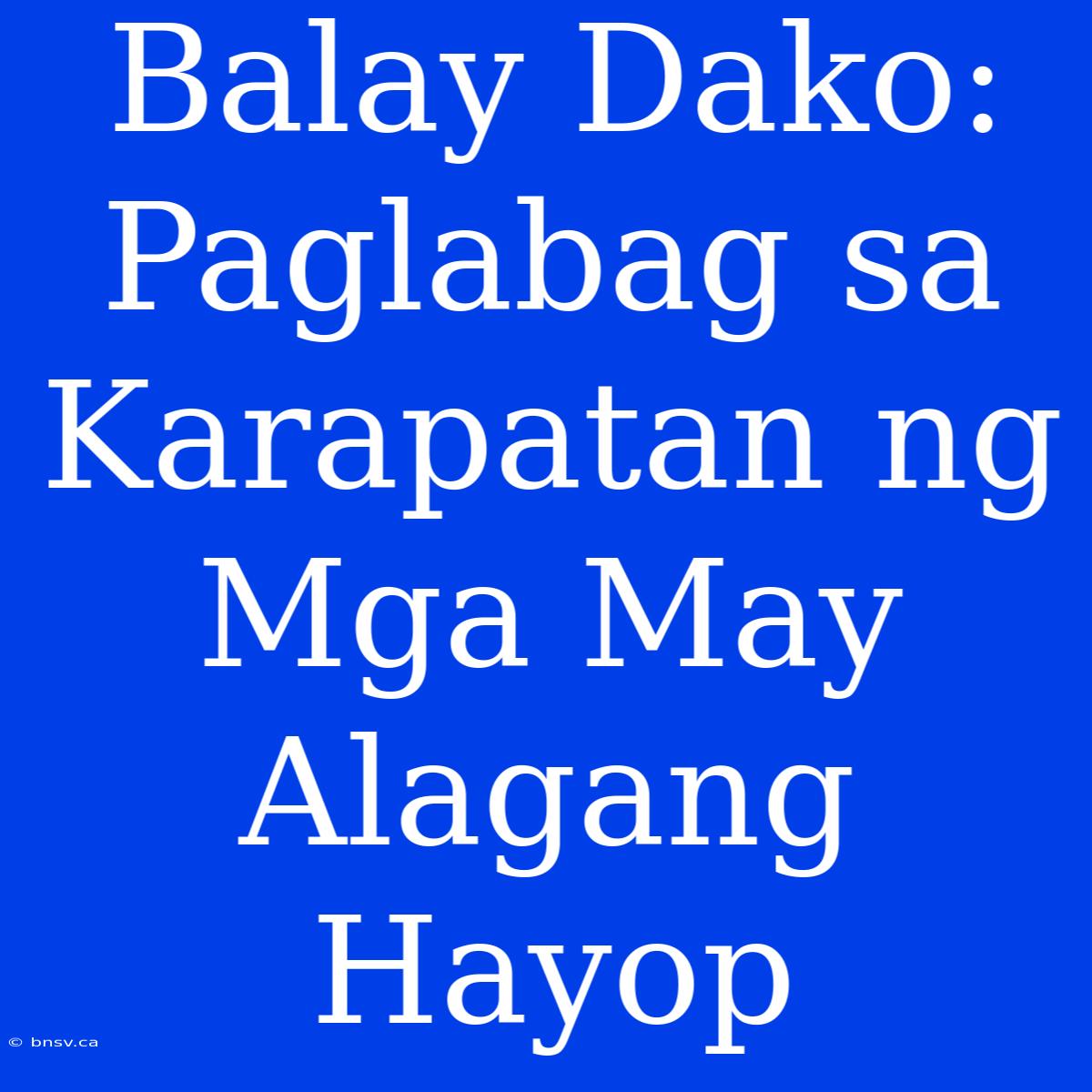 Balay Dako: Paglabag Sa Karapatan Ng Mga May Alagang Hayop