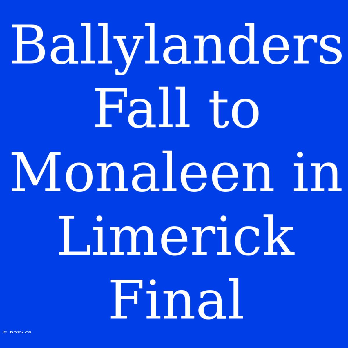 Ballylanders Fall To Monaleen In Limerick Final