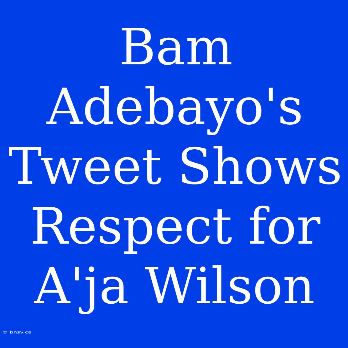 Bam Adebayo's Tweet Shows Respect For A'ja Wilson