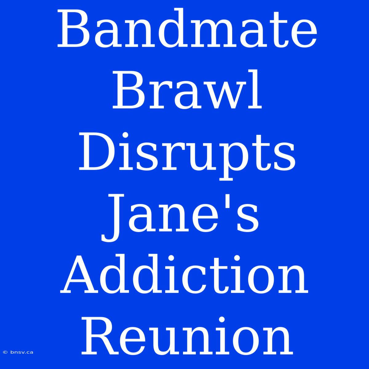 Bandmate Brawl Disrupts Jane's Addiction Reunion